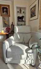 Grey Leather Electric Recliner