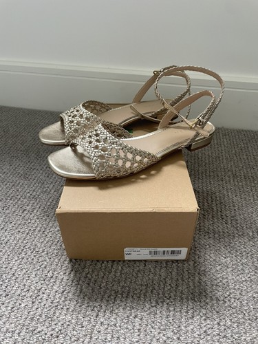 Boden flat woven gold ladies - boden,