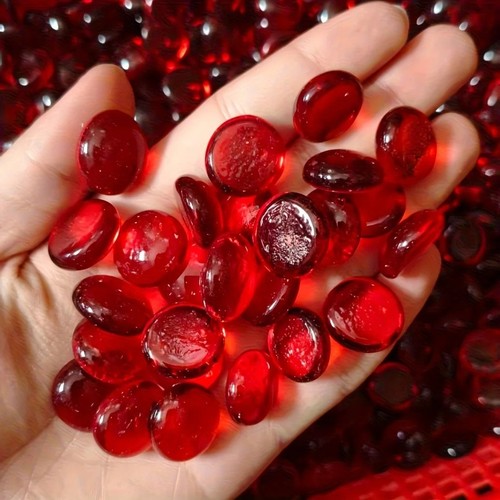 Flat glass marbles vase - glass,