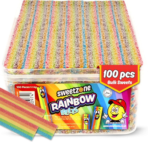 Rainbow belts sour sweets tub - sour,