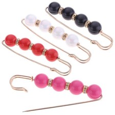 Women chic safety needles pearl pearl brooch pin for scarf dress scarf