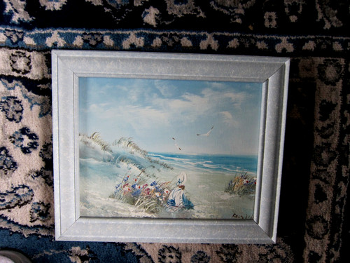 Vintage framed oil - on, canvas