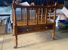 Vintage Canterbury Magazine Rack with Drawer - Reprodux