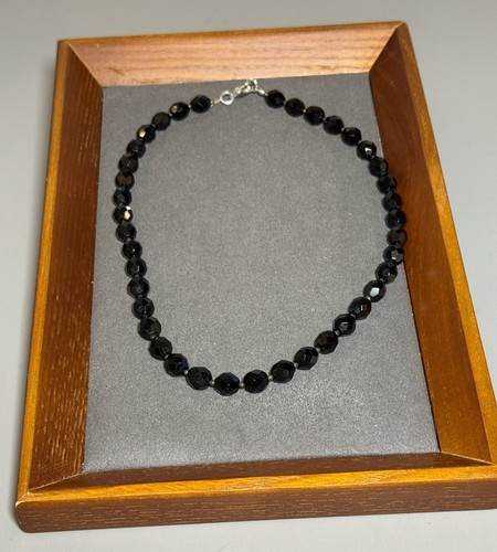 Vintage necklace black faceted - vintage,