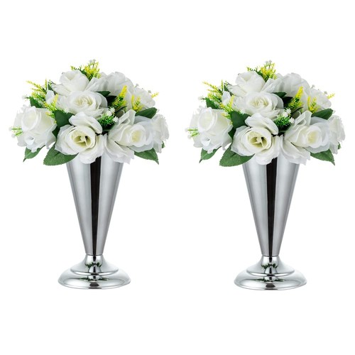 Elegant silver trumpet vases - elegant,