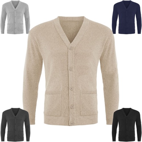 Mens plain button cardigan - button, up