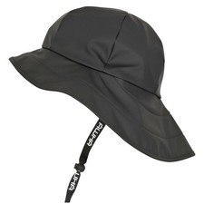 Waterproof Wide Brim Rain Hat with Earflaps - Unisex Black Cap