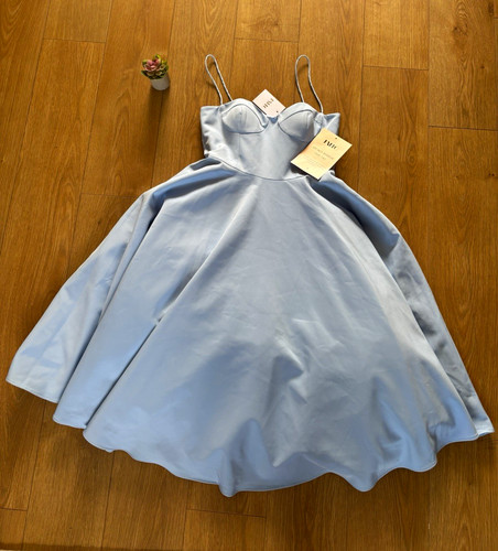 Jarlo blue satin skater midi - blue,