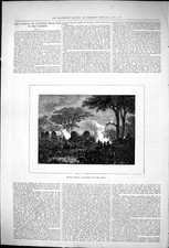 Old 1875 African Travel Outspanned Night Scene Transport Wagons Afric Victorian