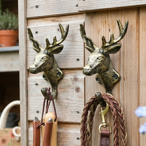 Cast iron wall hook - cast, deer