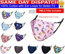 Comfortable Cotton Kids Children's Face Mask with Ear Loops Reusable Washable UK