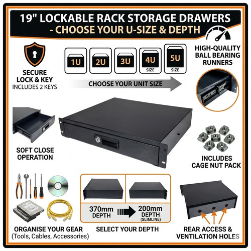 Rack mount locking drawer - 19",