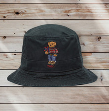 Ralph Lauren Polo Bear Bucket Hat Black Size S/M Festival Holiday Beach Cap £89