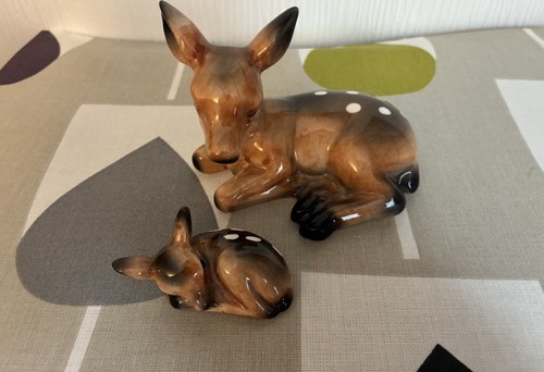 Vintage mum and baby deer - vintage,