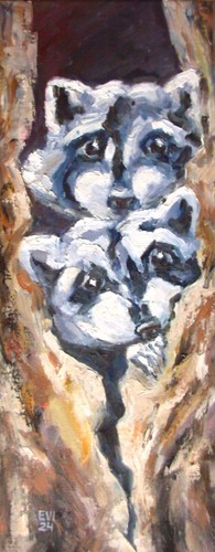 Raccoons original oil painting - original,