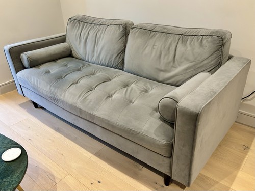 Seater sofa grey velvet - in, |