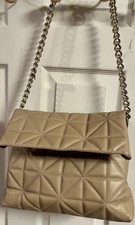 Karen Millen Quilted Leather Chain Regent Shoulder Bag, Nude With Dust Bag VGC