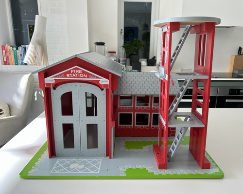 Wooden fire station playset - wooden,