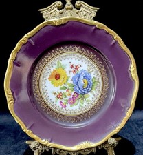 R. W. Bavarian Germany Stunning Vintage Porcelain Floral Cabinet 7.6” Plate