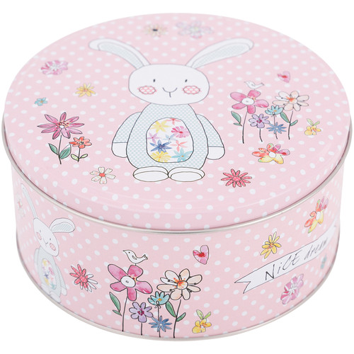 Pink metal easter tin box - metal,