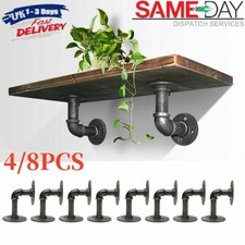 4-8X Pipe Shelf Brackets Industrial Iron Rustic Floating Shelves Storage Unit UK