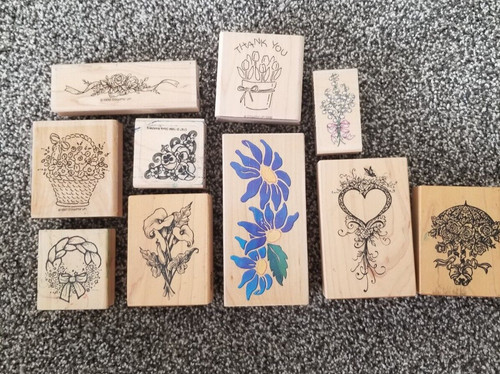 Wooden rubber stamps flowers - wooden,