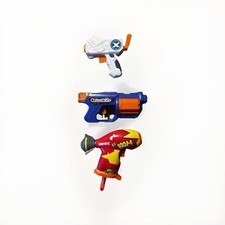 Three Nerf Guns, tested and working. 4 bullets included. Fortnite, XSHOT