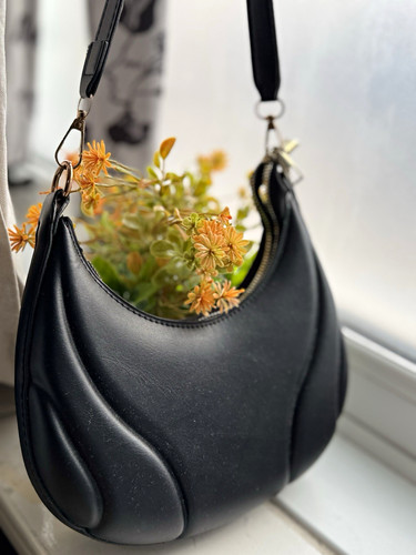 Black leather crescent - leather,