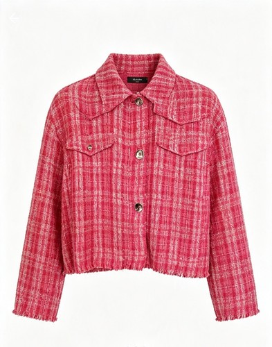 Zara pink plaid tweed shacket - zara,