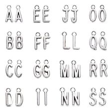 Silver Tone LETTER Charms x10