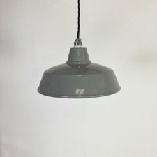 VINTAGE INDUSTRIAL GREY BENJAMIN ENAMEL PENDANT FACTORY LIGHT #3567
