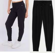 M&S Jogger High Rise Cotton Cuffed Bottom Yoga Gym Tapered Leg Pants Trouser