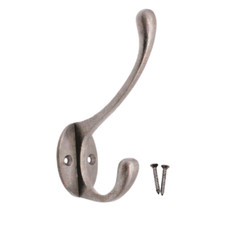 Cast Iron Coat Hooks School Pattern Victorian Vintage Hook Polished +Screws