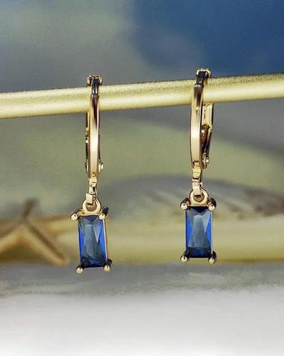 Blue crystal earrings hoop - crystal,