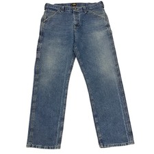 Lee Carpenter Jeans Blue Mens 34W 32L Loose Straight Fit Denim Zip Fly