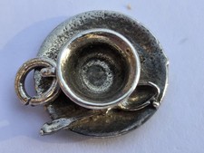 Vintage Silver Teacup and Saucer With Teaspoon Charm/Pendant