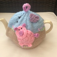 HAND KNITTED PIG TEA COSY  FOR A MEDIUM TEAPOT