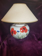 Italian Nuova Ceramica Vicenza Table Lamp Hand Painted Signed Poppy Cornflower