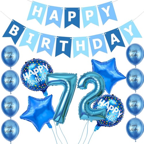 Blue 72nd birthday decorations - 72nd,
