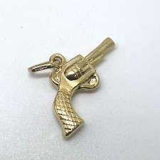 9ct Gold Revolver Pendant Charm 9k Gold Hallmarked 1.12g Revolver Gun Charm