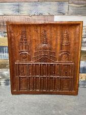 Antique Hand Carved Solid Oak Wood Panel Wall Hanging Art