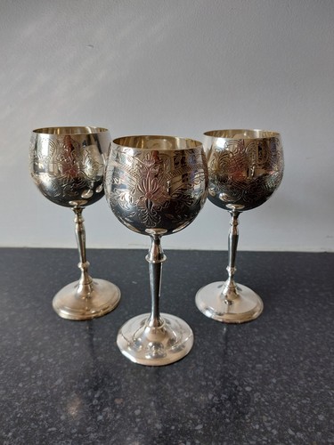 Silver plated wine goblets set - silver,