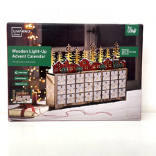 Livarno German Delicate Wooden Light Up Advent Calendar 30 x 6.5 x 22cm - Boxed