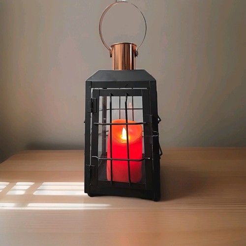 Large black metal lantern - large,