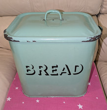 Vintage Enamel Green Bread Bin
