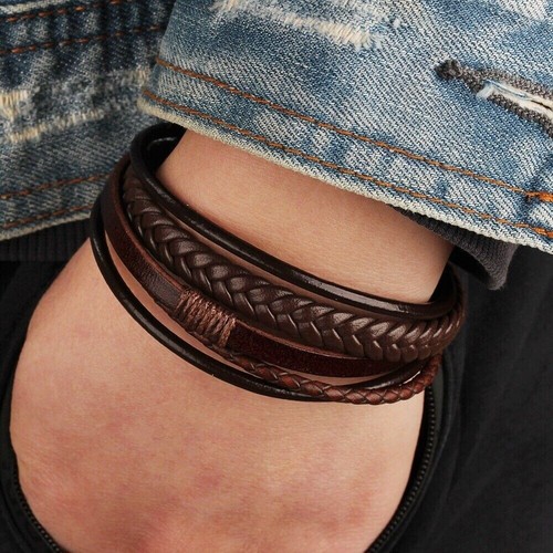 Men leather bracelet - leather,