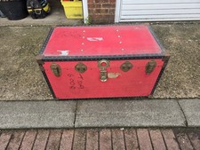 Vintage Red Steamer Trunk /