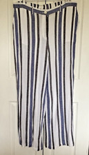 Masai Wide Leg Palazzo Trousers Size XL Crinkle Cotton Linen Blend Relaxed