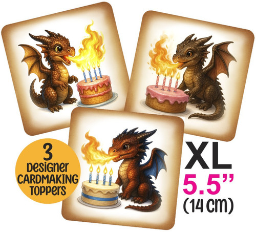 Dragons card toppers birthday - dragons,