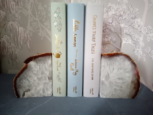 Natural agate crystal bookends - natural,
